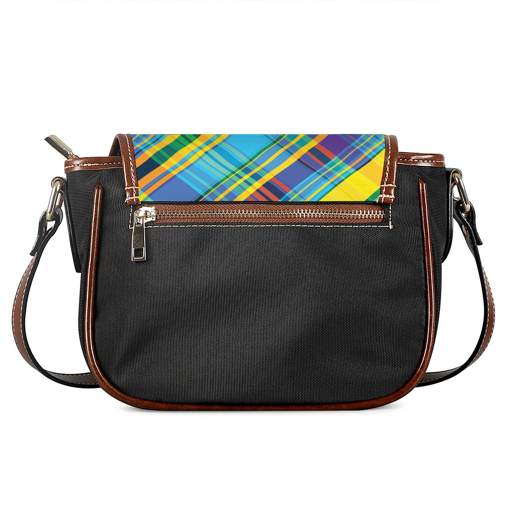 Colorful Tartan Pattern Print Saddle Bag