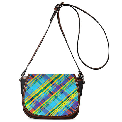 Colorful Tartan Pattern Print Saddle Bag