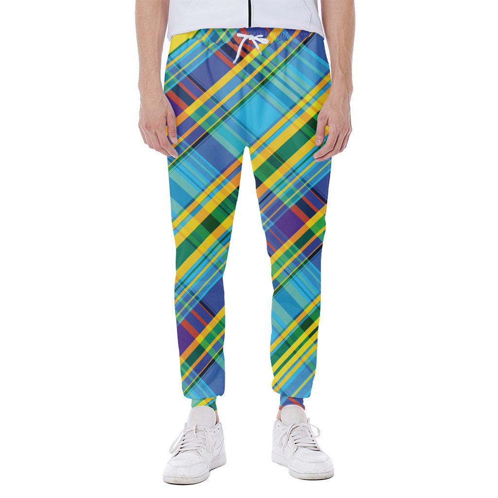 Colorful Tartan Pattern Print Scuba Joggers