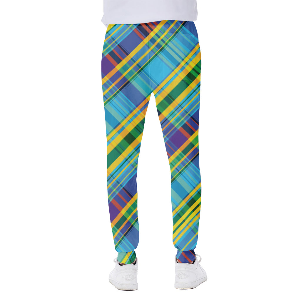 Colorful Tartan Pattern Print Scuba Joggers