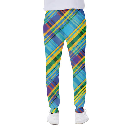 Colorful Tartan Pattern Print Scuba Joggers