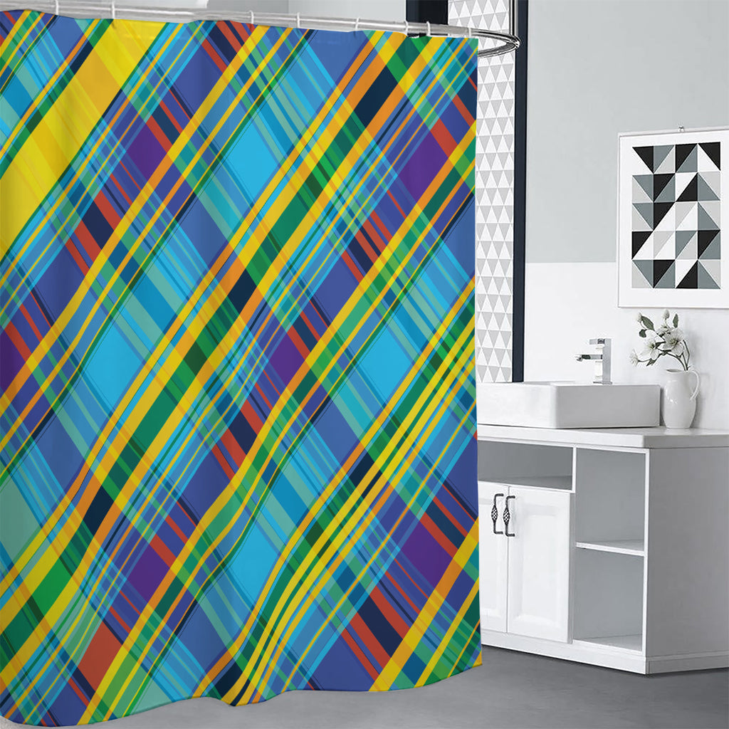 Colorful Tartan Pattern Print Shower Curtain