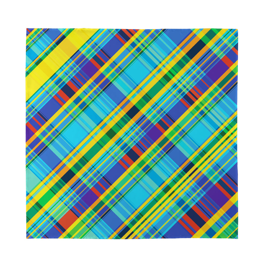 Colorful Tartan Pattern Print Silk Bandana