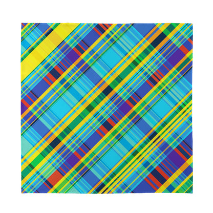 Colorful Tartan Pattern Print Silk Bandana