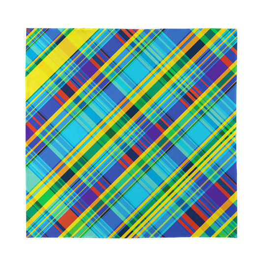 Colorful Tartan Pattern Print Silk Bandana