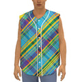 Colorful Tartan Pattern Print Sleeveless Baseball Jersey