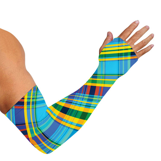 Colorful Tartan Pattern Print Sun Protection Arm Sleeves