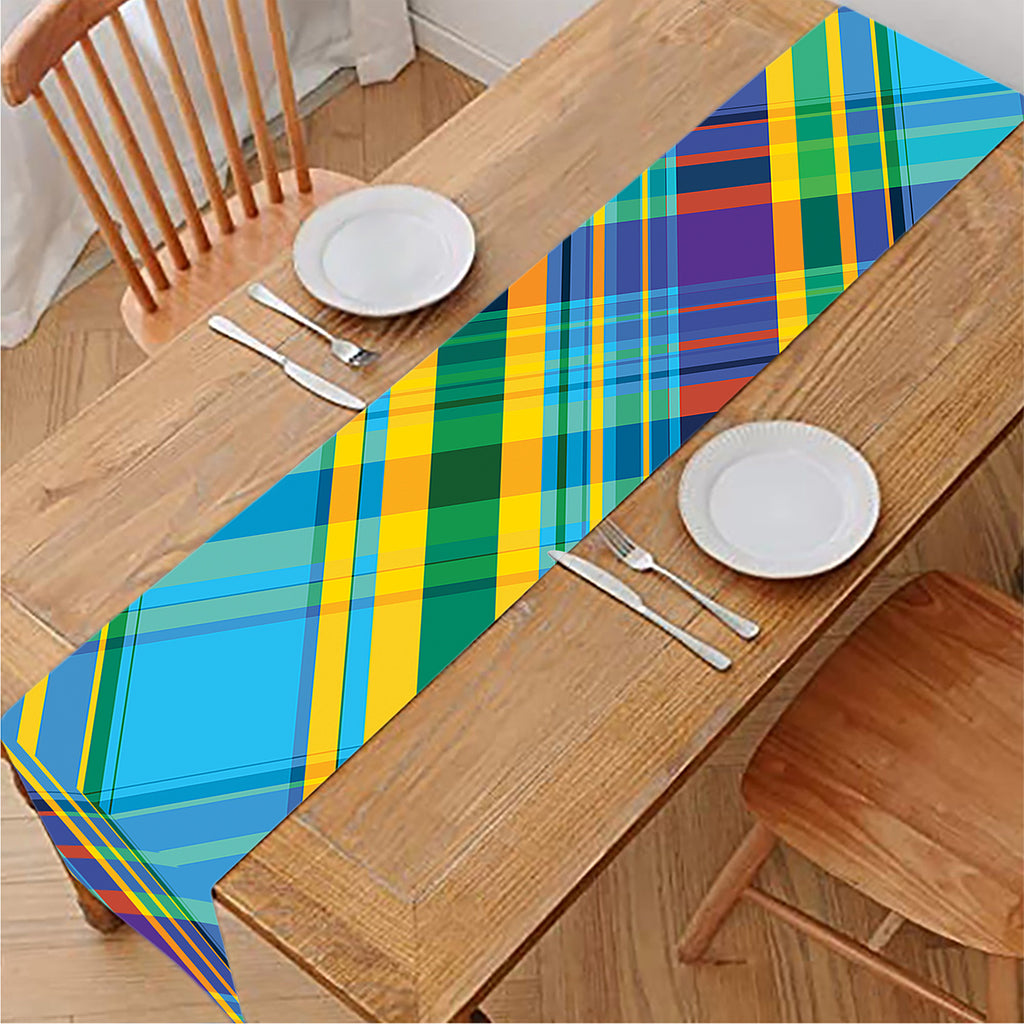 Colorful Tartan Pattern Print Table Runner
