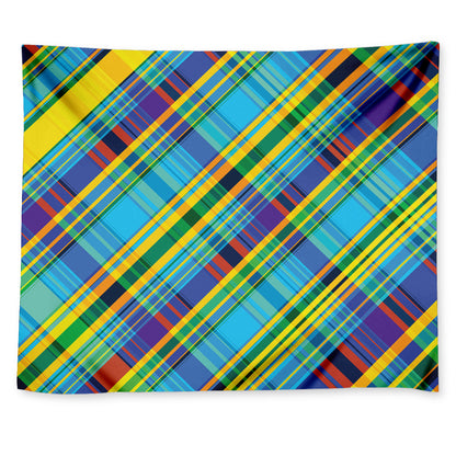 Colorful Tartan Pattern Print Tapestry