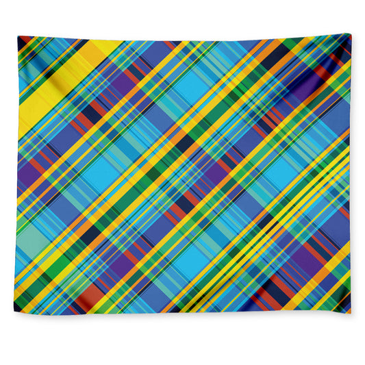 Colorful Tartan Pattern Print Tapestry
