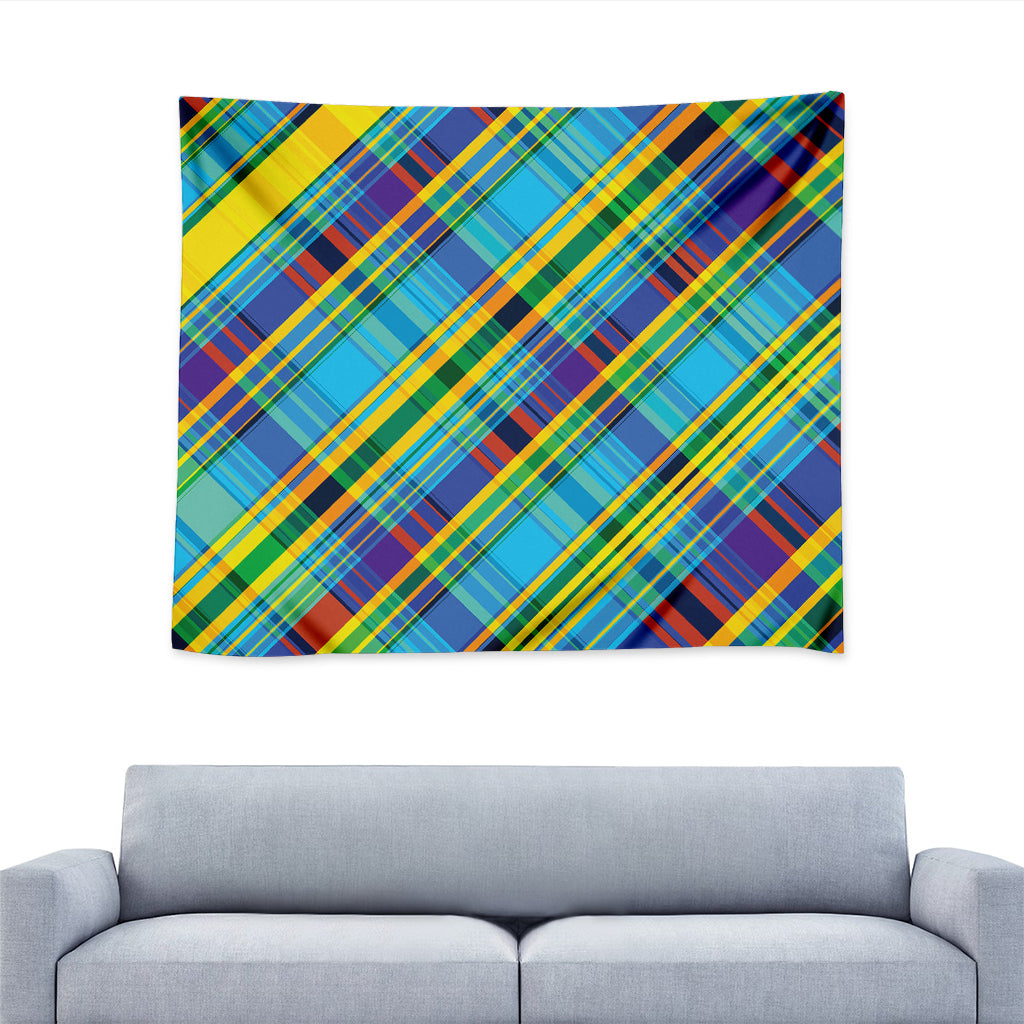 Colorful Tartan Pattern Print Tapestry