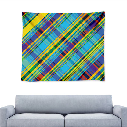 Colorful Tartan Pattern Print Tapestry