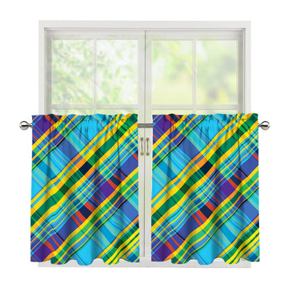 Colorful Tartan Pattern Print Tier Curtains