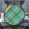 Colorful Tartan Pattern Print Tire Cover