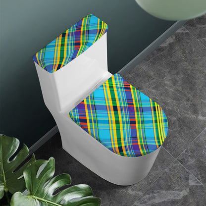 Colorful Tartan Pattern Print Toilet Lid And Tank Cover Set