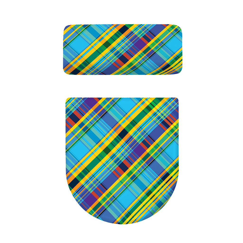 Colorful Tartan Pattern Print Toilet Lid And Tank Cover Set