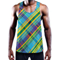 Colorful Tartan Pattern Print Men's Workout Tank Top