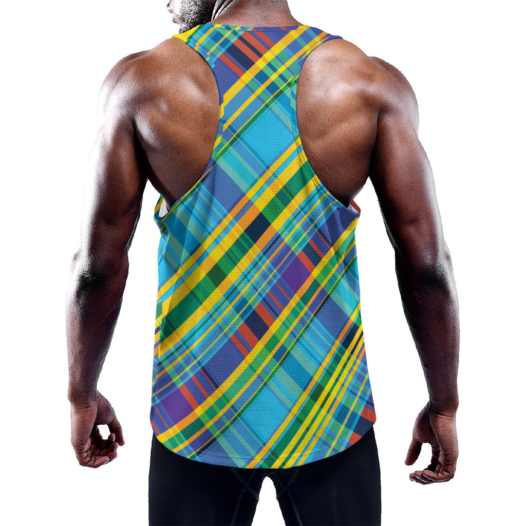 Colorful Tartan Pattern Print Training Tank Top