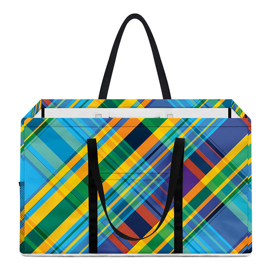 Colorful Tartan Pattern Print Utility Tote Bag