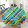 Colorful Tartan Pattern Print Waterproof Round Tablecloth