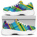 Colorful Tartan Pattern Print White Chunky Shoes