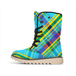 Colorful Tartan Pattern Print Winter Boots