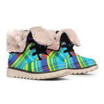 Colorful Tartan Pattern Print Winter Boots