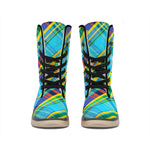 Colorful Tartan Pattern Print Winter Boots