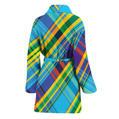 Colorful Tartan Pattern Print Women's Bathrobe