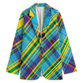 Colorful Tartan Pattern Print Women's Cotton Blazer