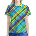 Colorful Tartan Pattern Print Women's Polo Shirt