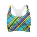 Colorful Tartan Pattern Print Women's Sports Bra