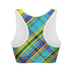 Colorful Tartan Pattern Print Women's Sports Bra