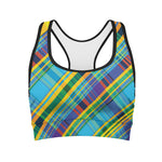 Colorful Tartan Pattern Print Women's Sports Bra