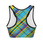 Colorful Tartan Pattern Print Women's Sports Bra