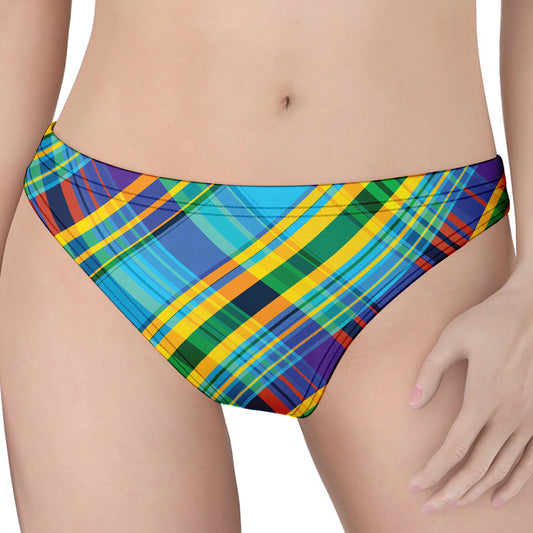 Colorful Tartan Pattern Print Women's Thong