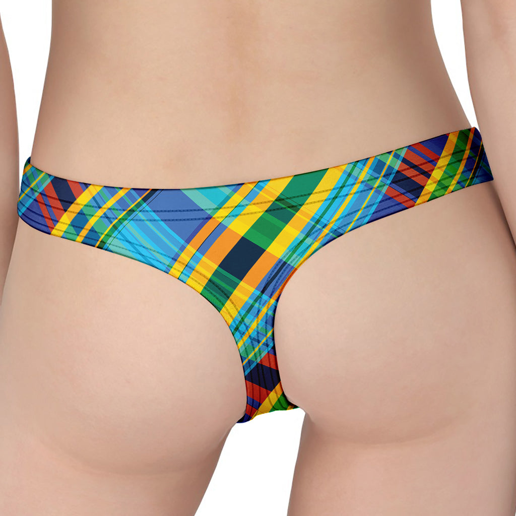 Colorful Tartan Pattern Print Women's Thong