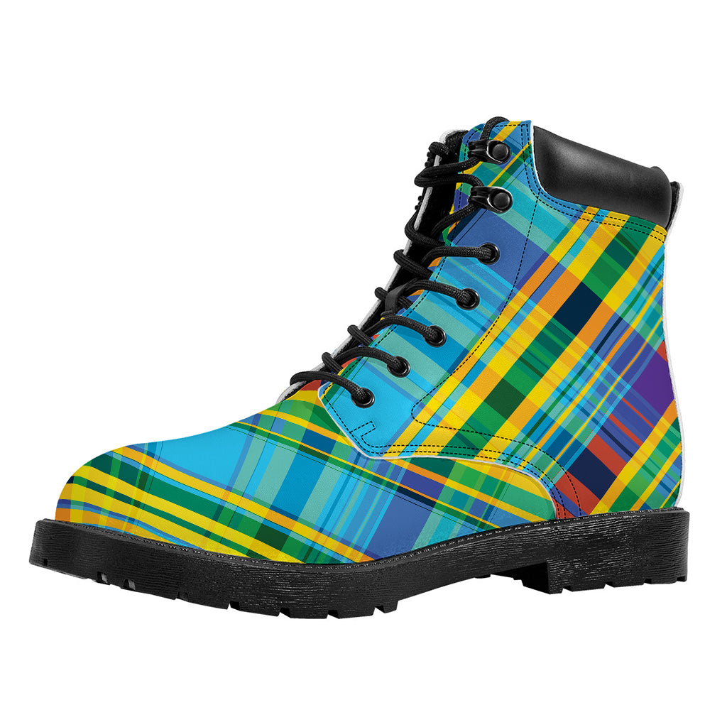 Colorful Tartan Pattern Print Work Boots