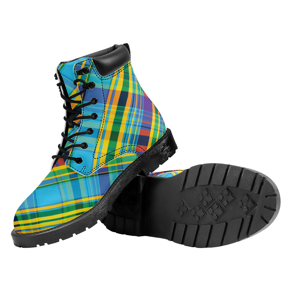 Colorful Tartan Pattern Print Work Boots