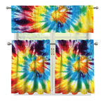 Colorful Tie Dye Print 3 Piece Kitchen Curtains