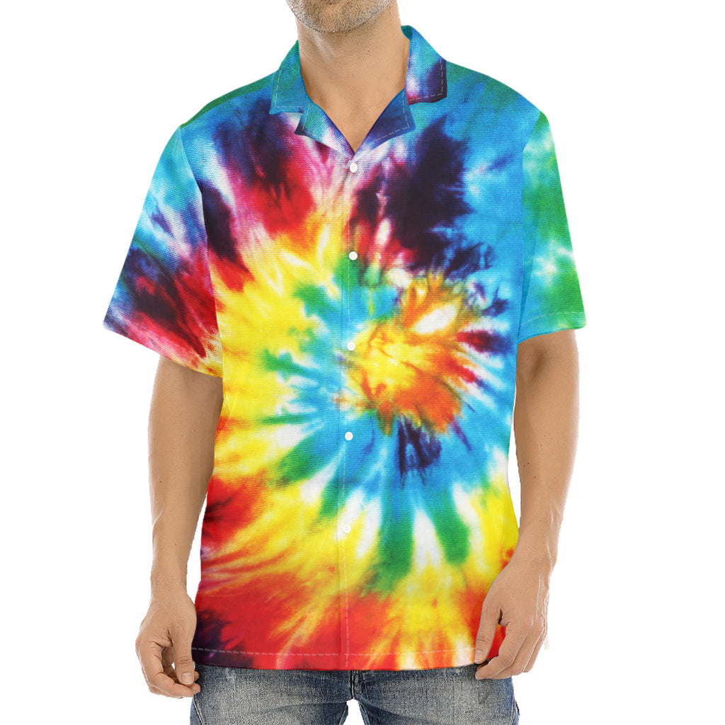 Colorful Tie Dye Print Aloha Shirt