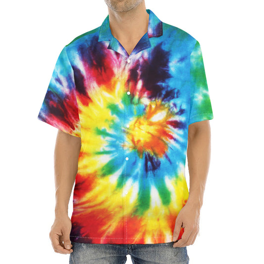 Colorful Tie Dye Print Aloha Shirt