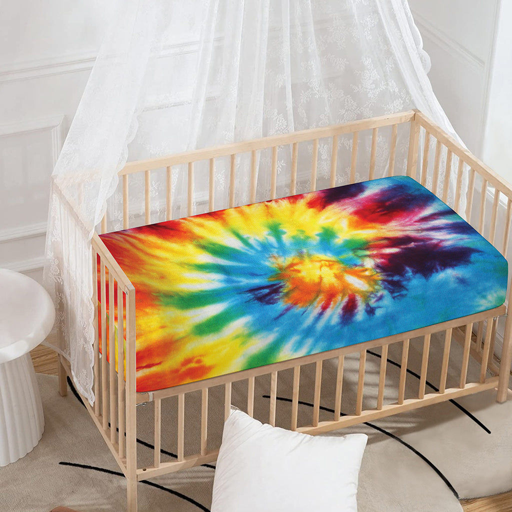 Colorful Tie Dye Print Baby Crib Sheet