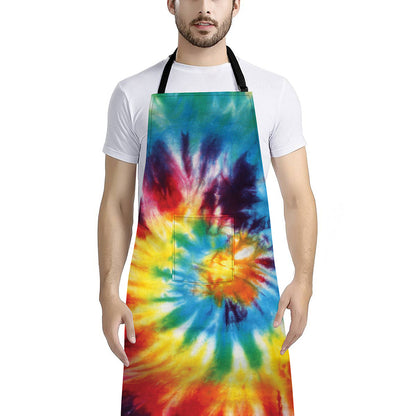 Colorful Tie Dye Print Bib Apron With Pocket