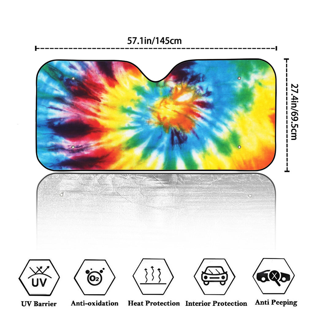 Colorful Tie Dye Print Car Windshield Sun Shade
