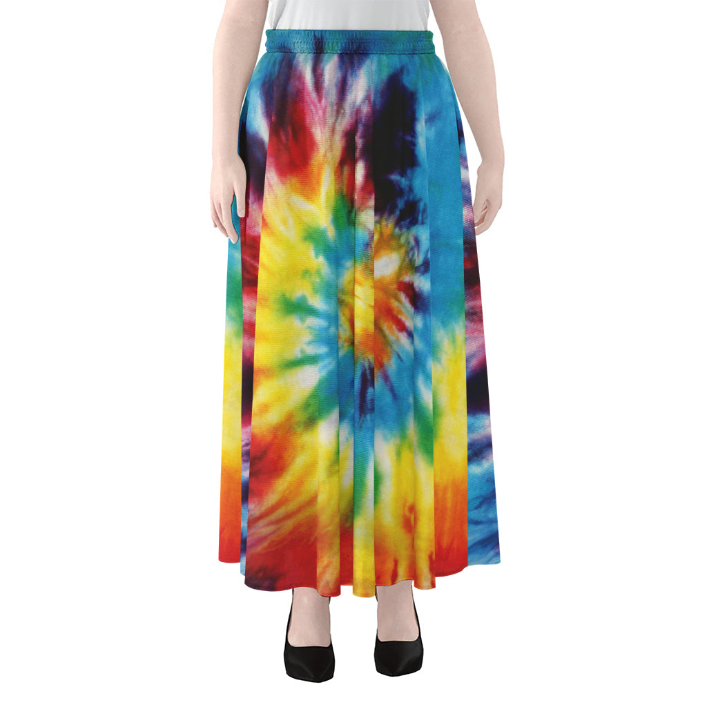 Colorful Tie Dye Print Chiffon Maxi Skirt
