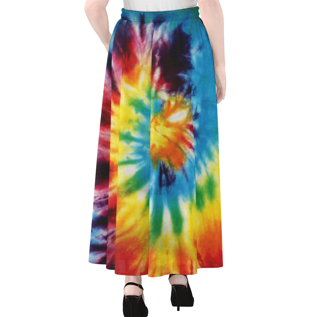Colorful Tie Dye Print Chiffon Maxi Skirt