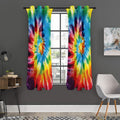Colorful Tie Dye Print Grommet Curtain Panels