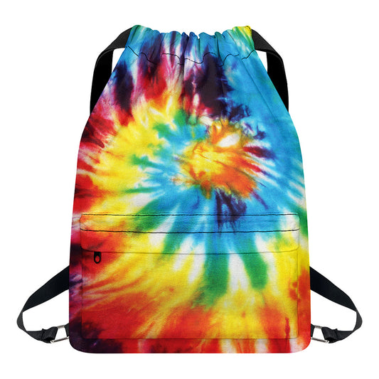 Colorful Tie Dye Print Drawstring Backpack