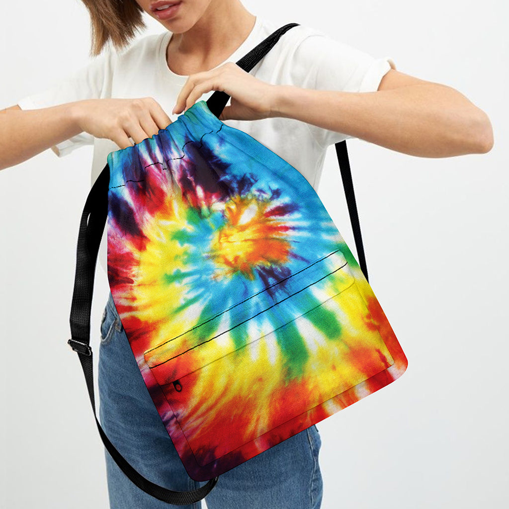 Colorful Tie Dye Print Drawstring Backpack